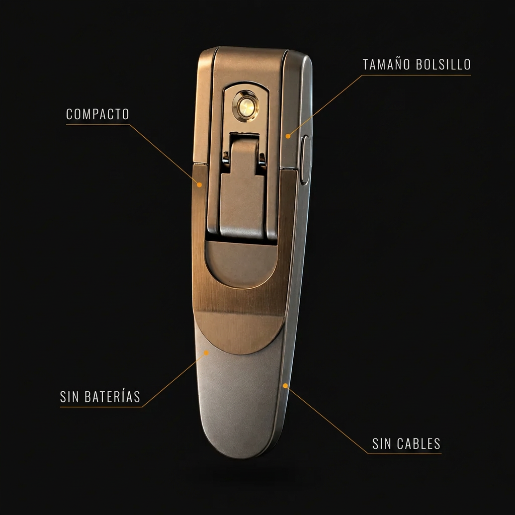 Características de VISIÓN: compacto, tamaño bolsillo, sin baterías, sin cables