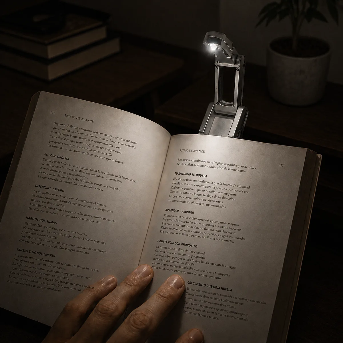 Libro iluminado por la luz de lectura VISIÓN